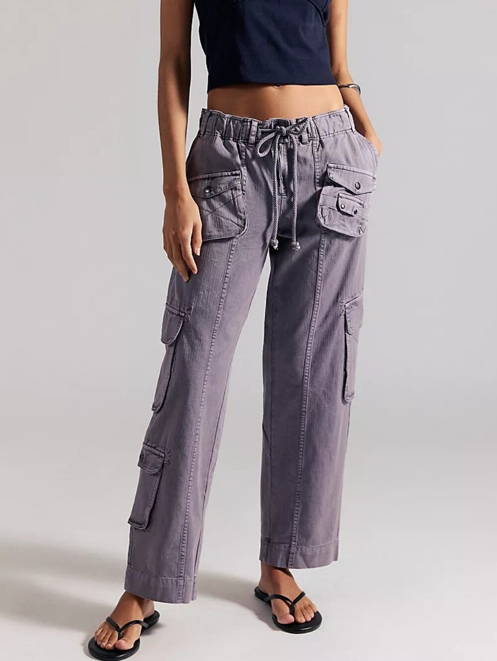 Free People Tahiti Cargo Pants in Ashblown Gray Size Small